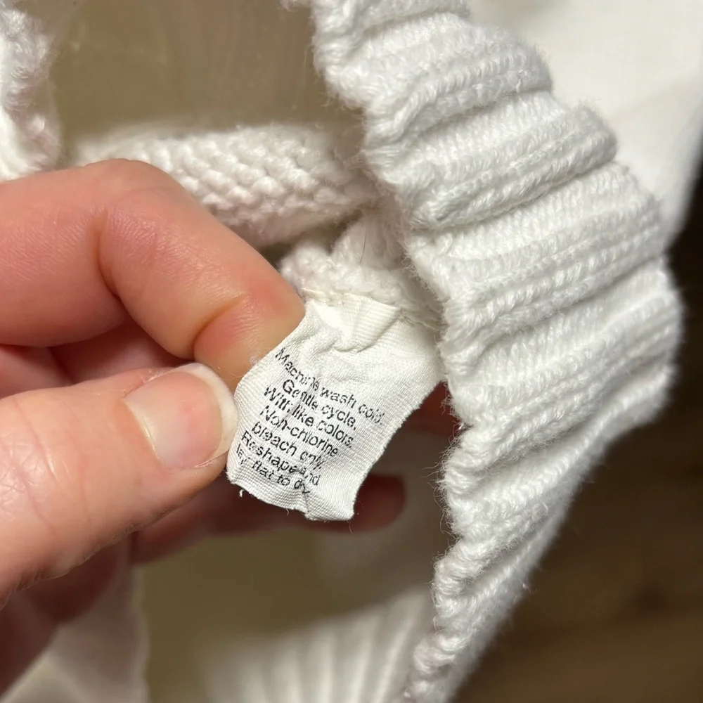 J. Crew white, knit full zipper hoodie, size large